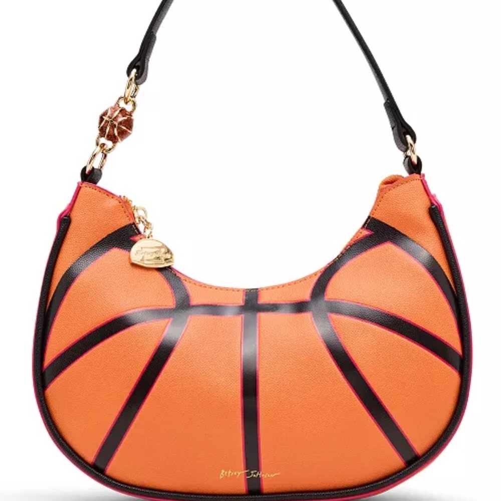 Suzanne Betro Orange Basketball-Inspired Shoulder Bag